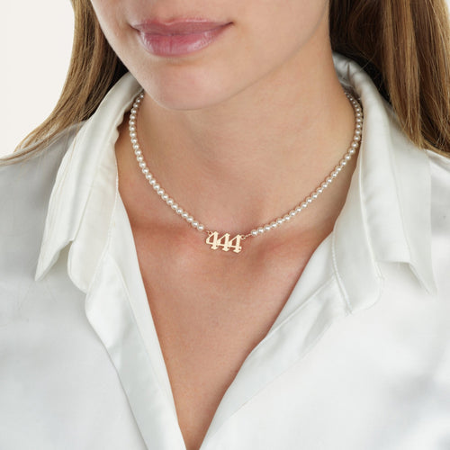 Full Pearls Angel Numbers Necklace - Beleco Jewelry