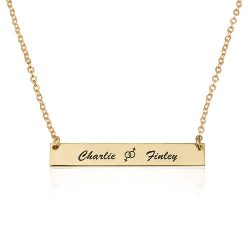 Gay Bar Necklace With Engraved Names - Beleco Jewelry