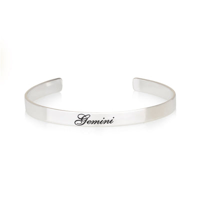 Gemini Engraved Cuff Bracelet