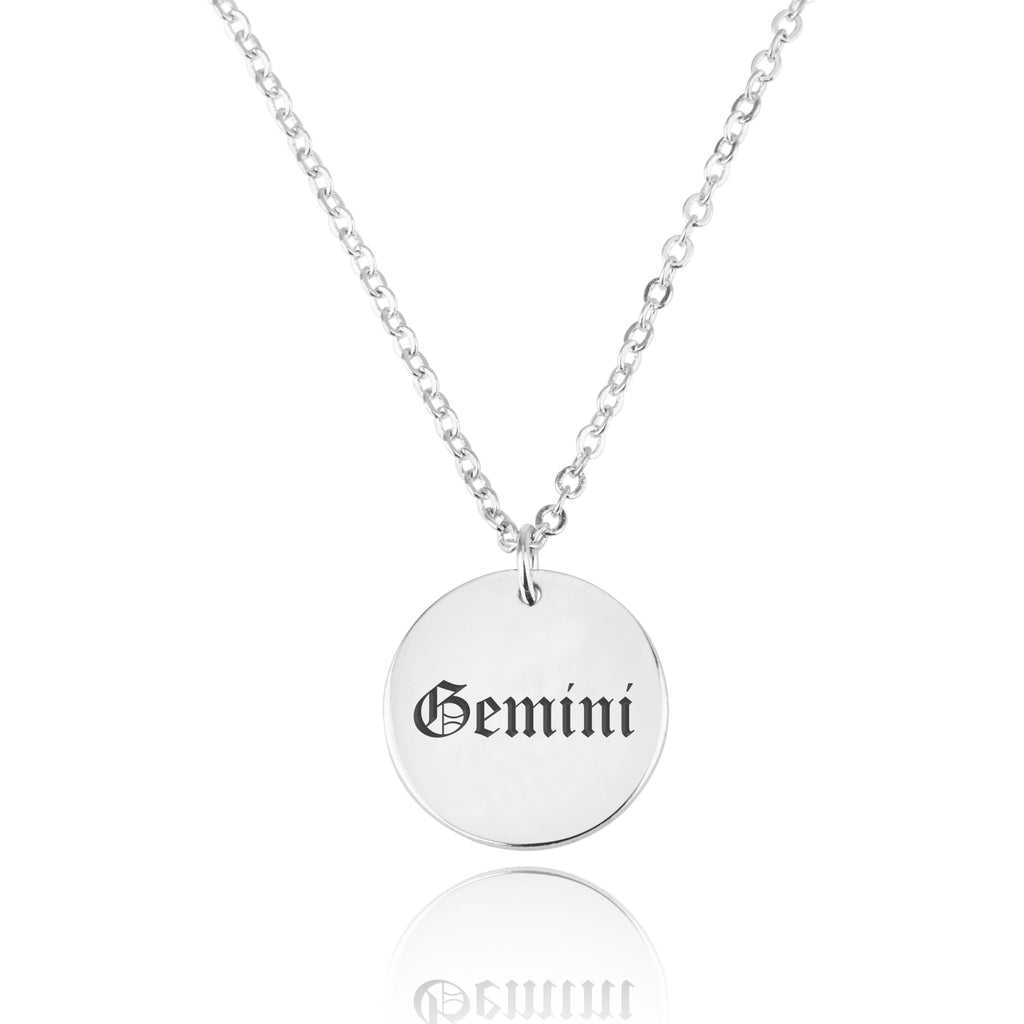 Gemini Script Disk Necklace - Beleco Jewelry