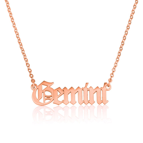 Gemini Script Necklace - Beleco Jewelry
