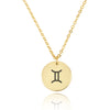 Gemini Zodiac Sign Disk Necklace - Beleco Jewelry