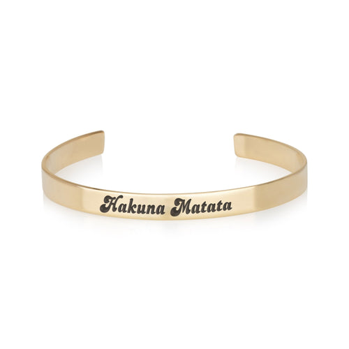 Hakuna Matata Engraved Cuff Bracelet - Beleco Jewelry