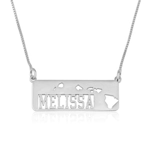 Hawaii Map Necklace With Name - Beleco Jewelry