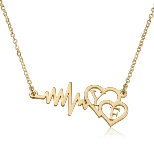 Heartbeats Necklace With Initials - Beleco Jewelry