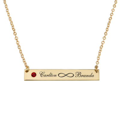 Infinity Names Bar Necklace With Birthstone