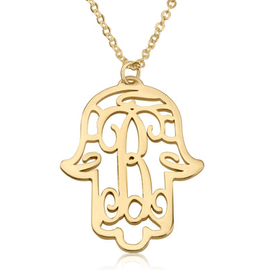 Initial Hamsa Monogram Necklace