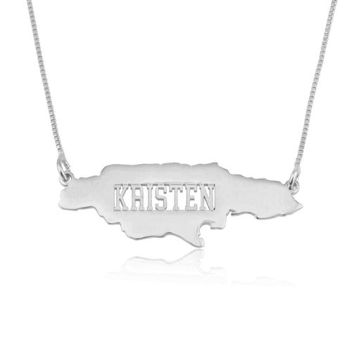 Jamaica Map Necklace With Name - Beleco Jewelry