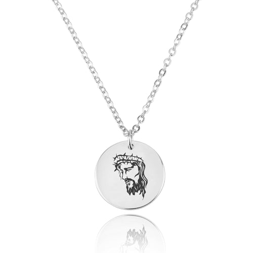 Jesus Engraving Disc Necklace - Beleco Jewelry