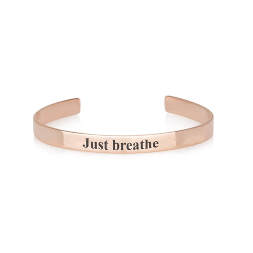 Just Breathe Engraved Cuff Bracelet - Beleco Jewelry