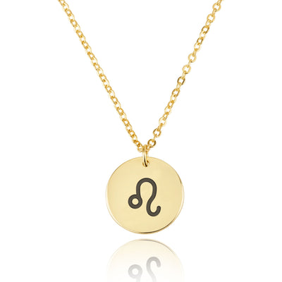 Leo Zodiac Sign Disk Necklace