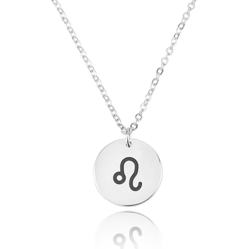 Leo Zodiac Sign Disk Necklace - Beleco Jewelry