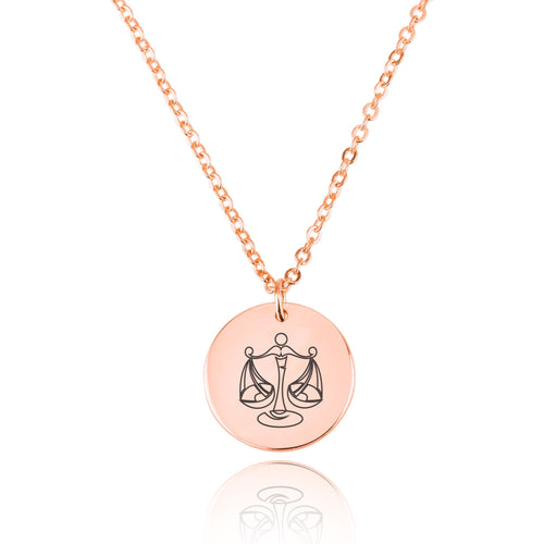Libra Zodiac Disk Necklace - Beleco Jewelry