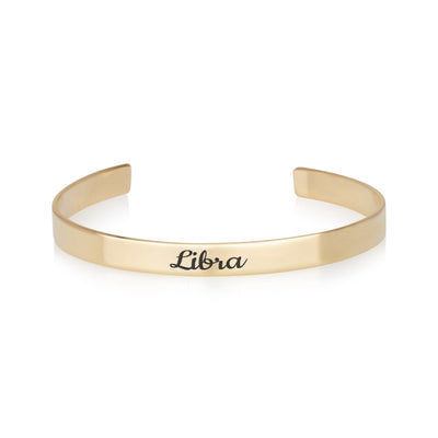 Libra Zodiac Engraved Cuff Bracelet