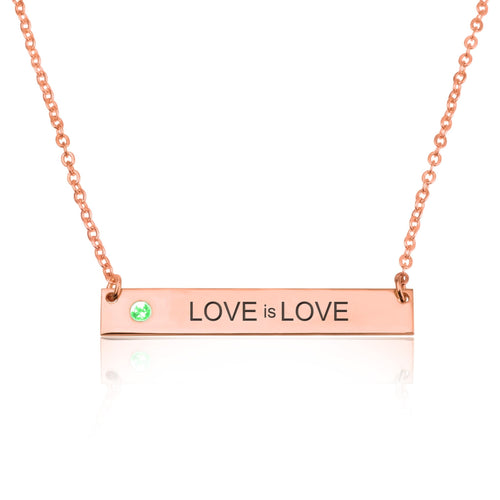 LOVE is LOVE Bar Necklace With Birthstone - Beleco Jewelry