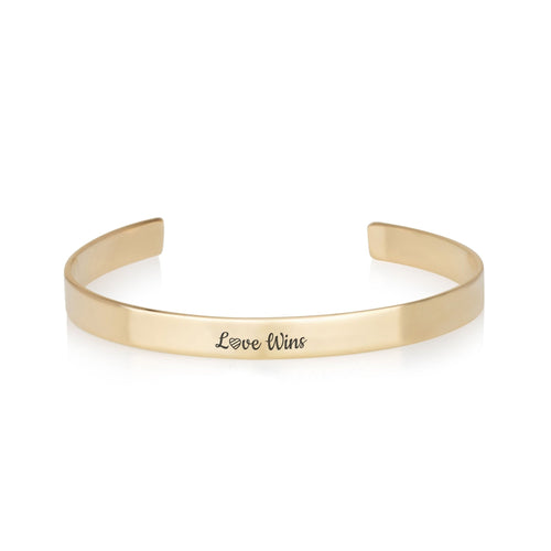 LOVE WINS Engraved Cuff Bracelet - Beleco Jewelry