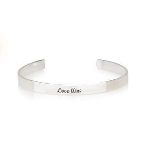 LOVE WINS Engraved Cuff Bracelet - Beleco Jewelry