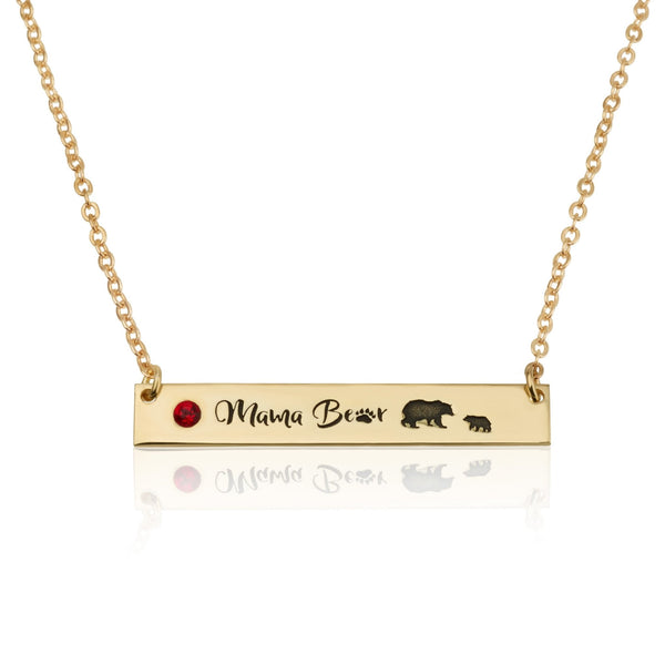 Mama Bear Necklace With Swarovski Birthstone