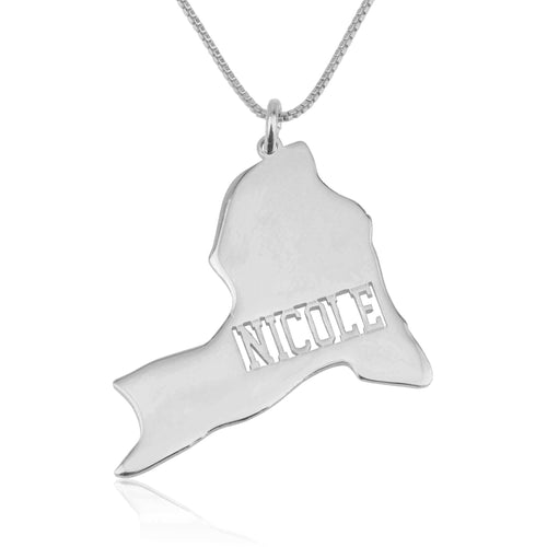 New York Map Necklace With Name - Beleco Jewelry