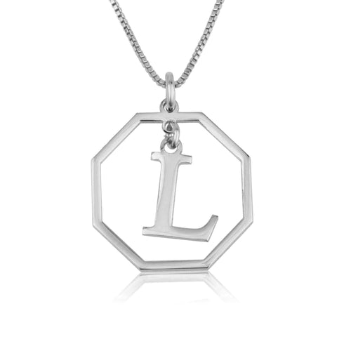 Octagon Initial Necklace - Beleco Jewelry