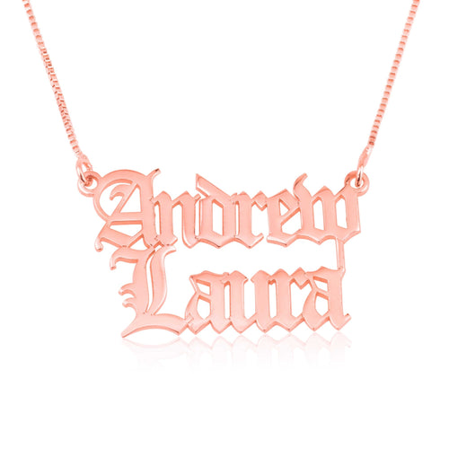 Old English Double Name Necklace - Beleco Jewelry