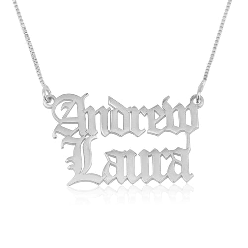 Old English Double Name Necklace - Beleco Jewelry
