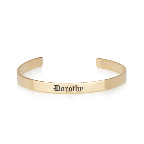 Old English Name Cuff Bracelet - Beleco Jewelry