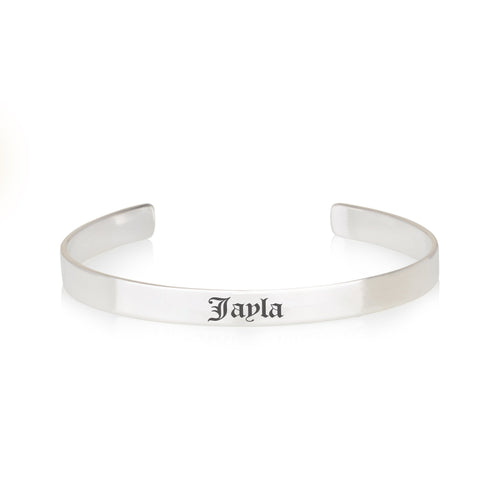 Old English Name Cuff Bracelet - Beleco Jewelry