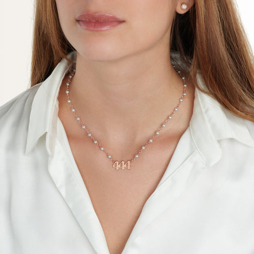 Pearl Angel Numbers Necklace - Beleco Jewelry