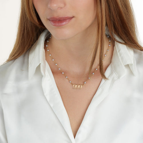 Pearl Angel Numbers Necklace - Beleco Jewelry