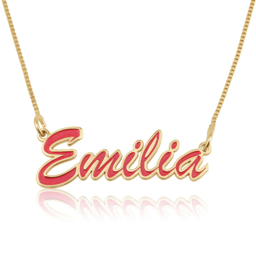 Personalized Colorful Name Plate Necklace - Beleco Jewelry