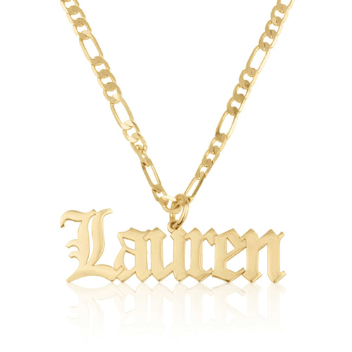 Personalized Name Necklace With Figaro Chain - Beleco Jewelry