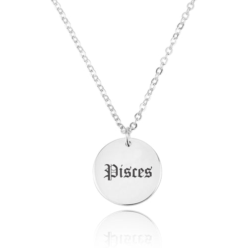 Pisces Script Disk Necklace - Beleco Jewelry