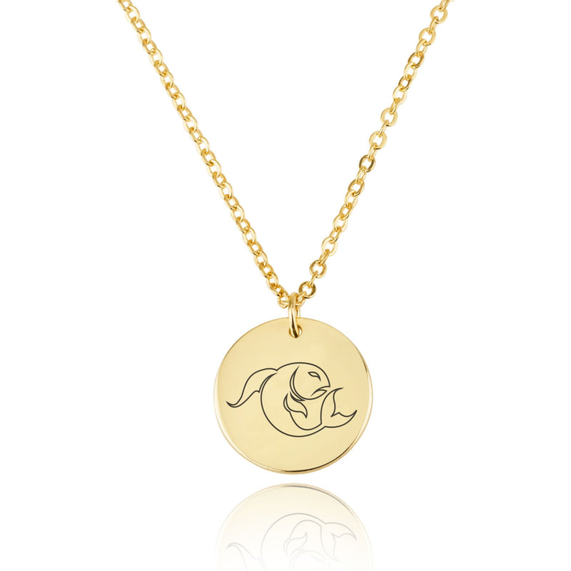 Pisces Zodiac Disk Necklace - Beleco Jewelry