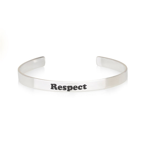 Respect Engraved Cuff Bracelet - Beleco Jewelry