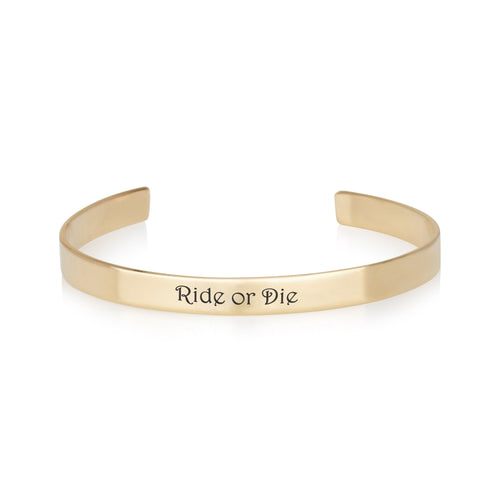 Ride Or Die Engraved Cuff Bracelet - Beleco Jewelry