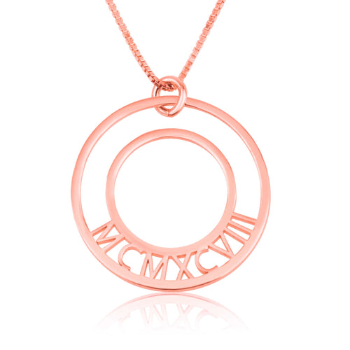 Roman Numeral Birth Year Circle Necklace - Beleco Jewelry