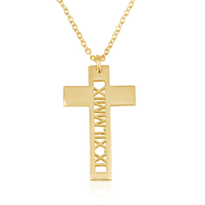 Roman Numeral Cross Necklace