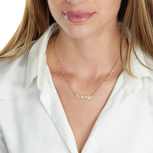 Russian Paperclip Name Necklace - Beleco Jewelry
