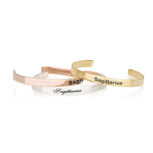 Sagittarius Engraved Cuff Bracelet - Beleco Jewelry