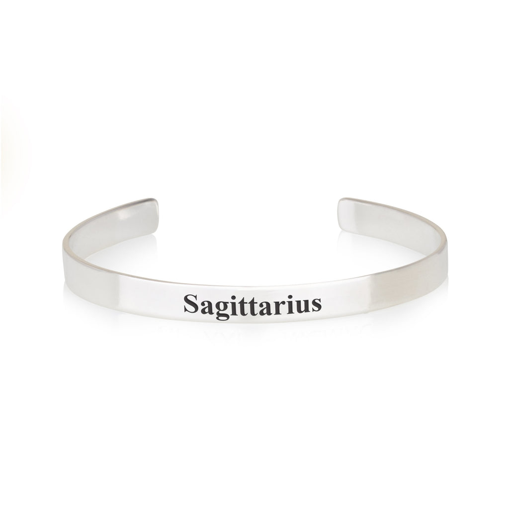 Sagittarius Zodiac Engraved Cuff Bracelet - Beleco Jewelry