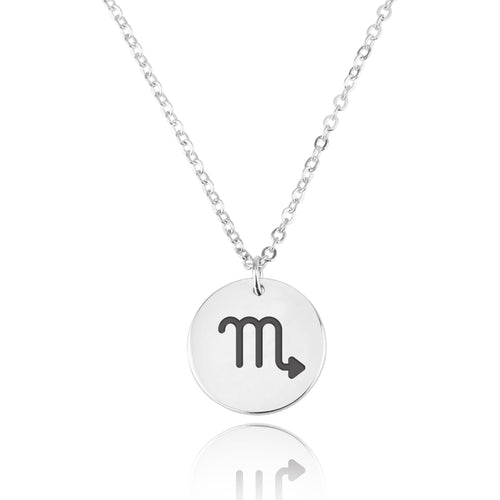 Scorpio Zodiac Sign Disk Necklace - Beleco Jewelry