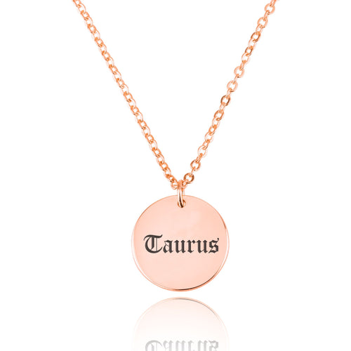 Taurus Script Disk Necklace - Beleco Jewelry