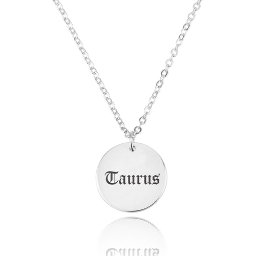 Taurus Script Disk Necklace - Beleco Jewelry