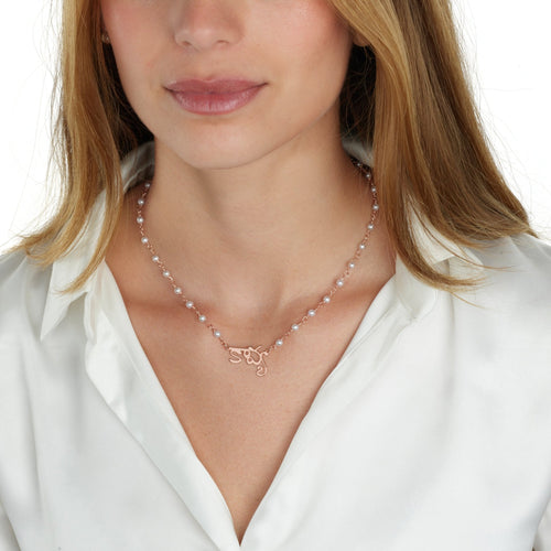 Telugu Pearl Name Necklace - Beleco Jewelry