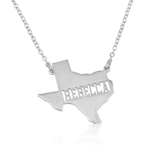 Texas Map Necklace With Name - Beleco Jewelry