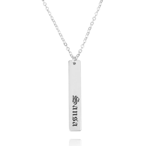 Vertical Bar Necklace In Old English - Beleco Jewelry