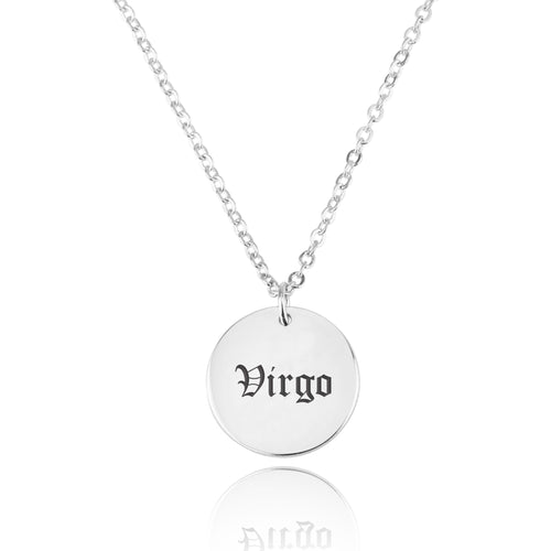 Virgo Script Disk Necklace - Beleco Jewelry