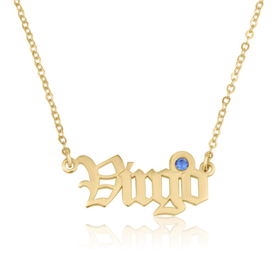 Virgo Script Necklace With Swarovski Birthstone
