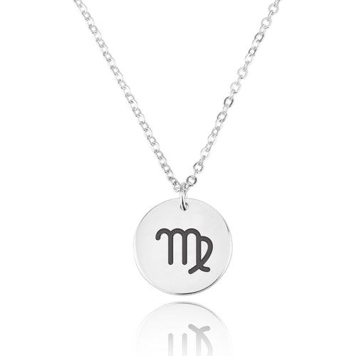 Virgo Zodiac Sign Disk Necklace - Beleco Jewelry